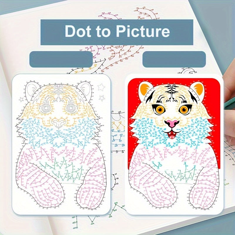 3 Pack Dot to Picture Drawing Books 3 Levels of Difficulty Painting Workbook