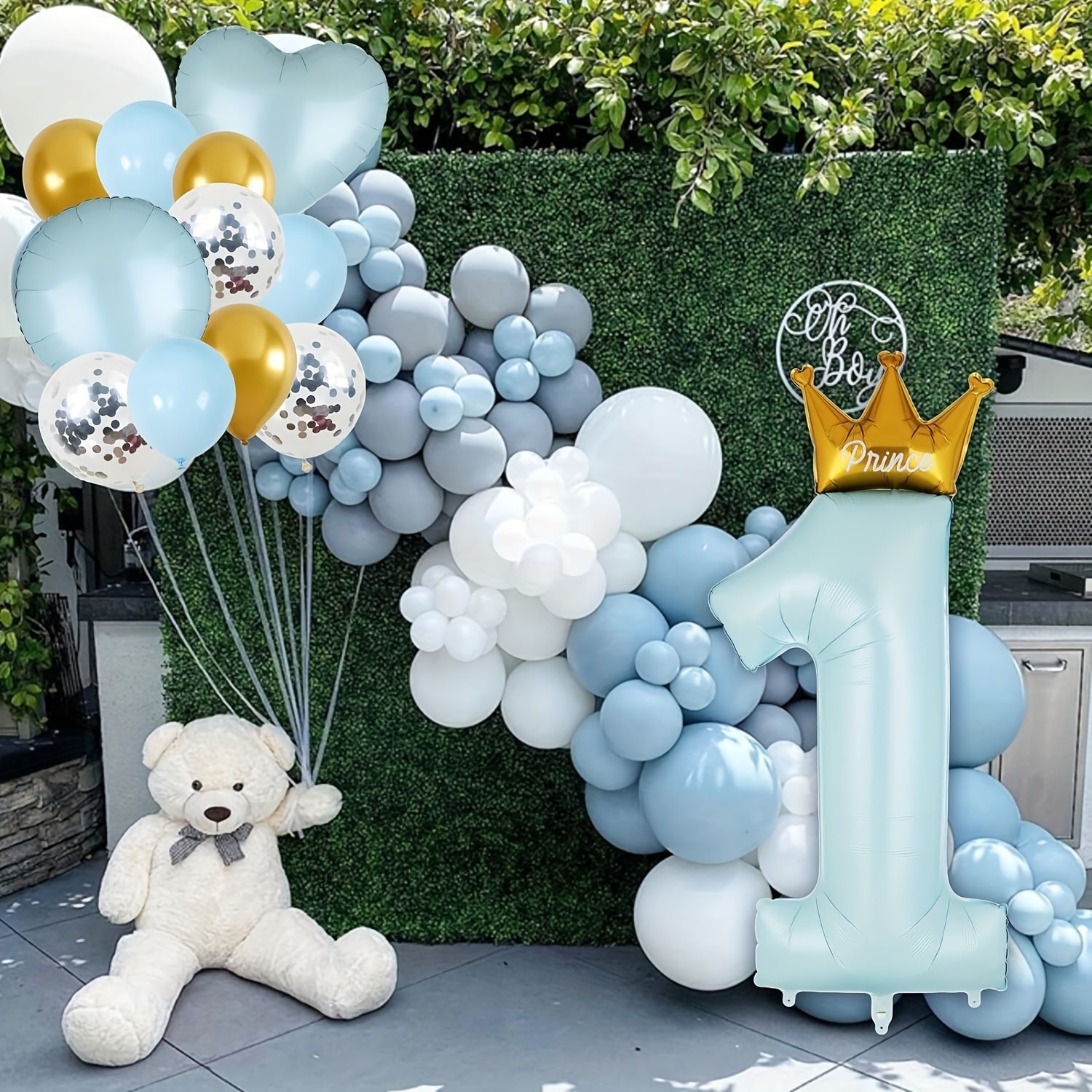1st Birthday Decorations Number 1 Balloons Prince Princess Crown First Year