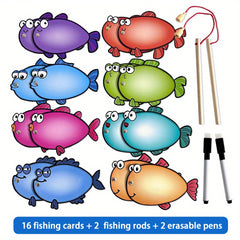 Magnetic Fishing Game Dry Erasable Fish Cards - DIY Sight Words Dolch T