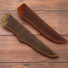 1pc Cowhide Leather Sheath For Straight Blade Knives