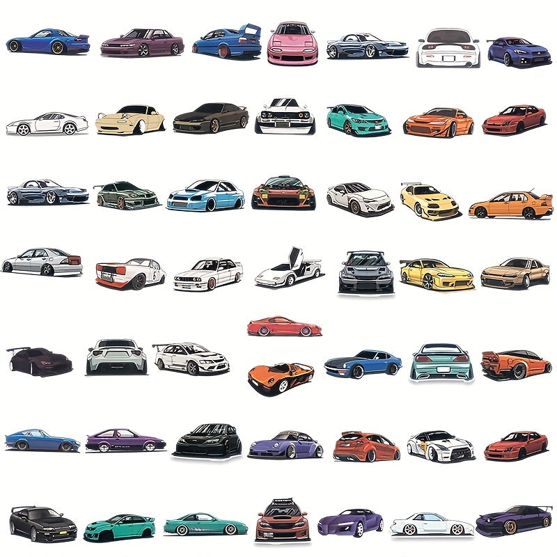50pcs Car Cartoon Stickers for DIY Decoration