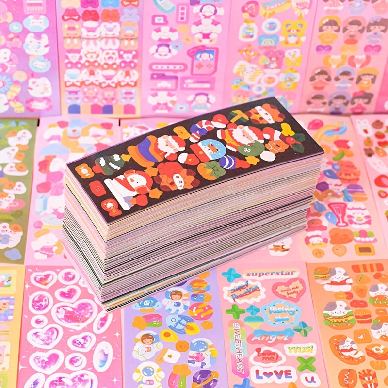 100pcs Cartoon Stickers DIY Hearts No Repeat Cute Sticker Pack