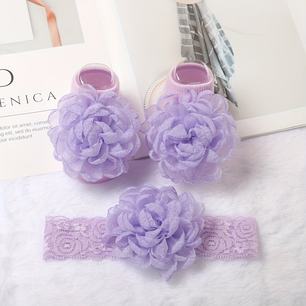 Baby Girls Headband & Socks Set Floor Socks And Hair Accessories