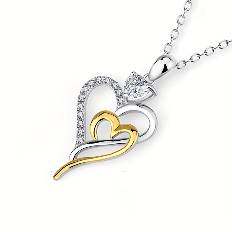 Girl's And Fairy Double Love Necklace Heart Shaped Pendant