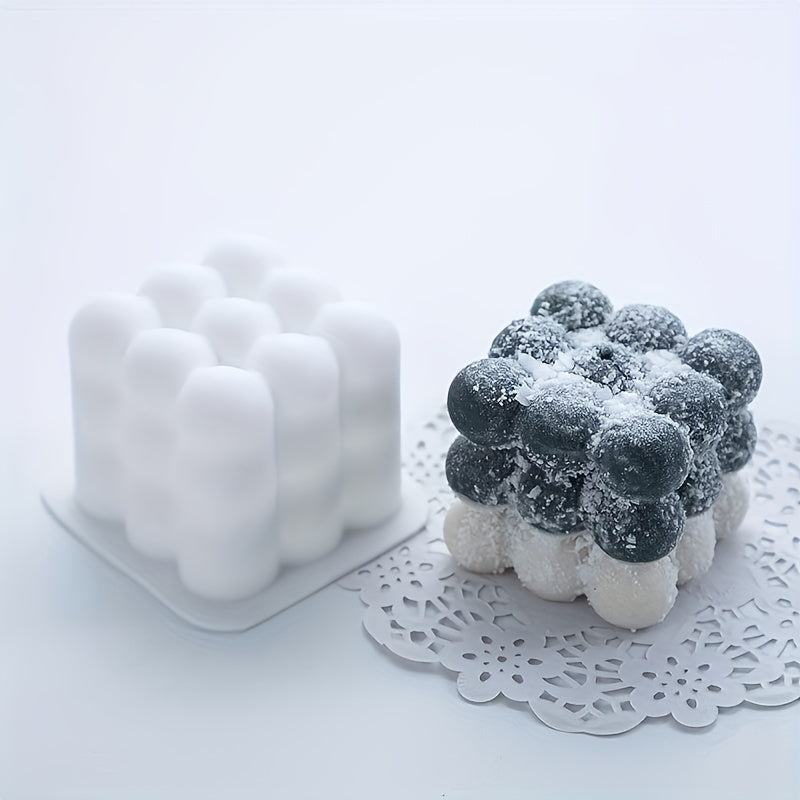 2pcs Multi Bubble Cube Candle Silicone 3D Aromatherapy Gypsum Candle Mold
