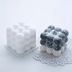 2pcs Multi Bubble Cube Candle Silicone 3D Aromatherapy Gypsum Candle Mold