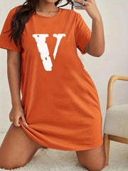 Letter Print Round Neck Tee Nightdress
