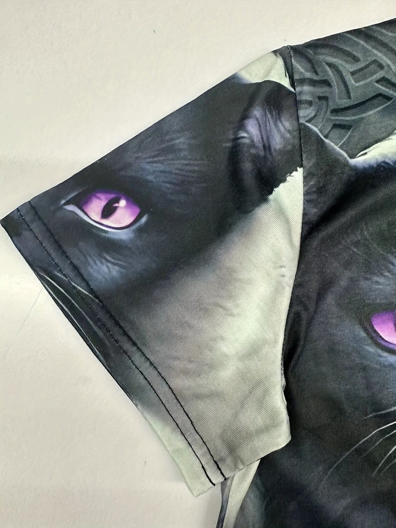 Kids & Cat Pattern T-Shirt Round Neck Short Sleeve Tee