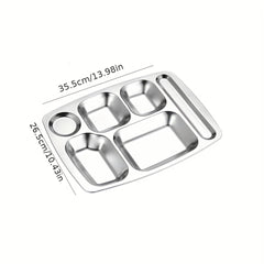 1pc Stainless Steel Dinner Plate for Easy Portion Control