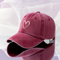 Heart Print Casual Baseball Cap Solid Dad Hats Lightweight Sun Hats