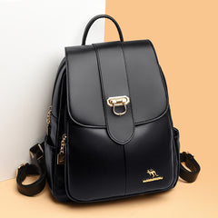 Faux Leather Buckle Flap Backpack for Women