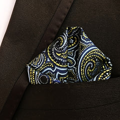 5 Assorted Mens Silk Pocket Square Handkerchiefs Set 25.4x25.4cm