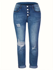 Ripped High Rise Stretch Skinny Jeans