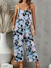 Tropical Print Cami Jumpsuit with Pockets