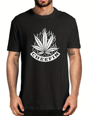 Men's Leaf Graphic T shirt Stretch Breathable Tee Summer Outdoor