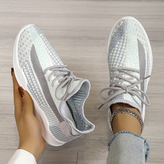 Women's Running Shoes Lace Up Sneakers Low Top Flat Non Slip Sport Shoes