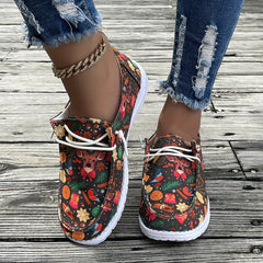 Christmas Elements Colorful Low Top Sneakers Lightweight Non slip Shoes