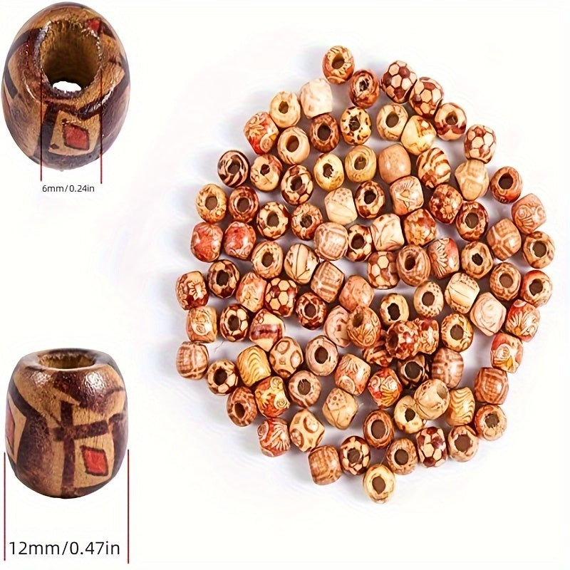 100pcs African Wooden Beads Hair Mix Tassel Beads Hair Braids