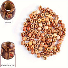100pcs African Wooden Beads Hair Mix Tassel Beads Hair Braids