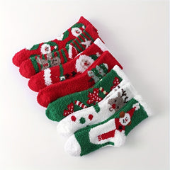 7 Pairs Christmas Fuzzy Socks Comfy & Warm Mid Tube Women's Stockings