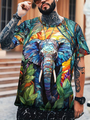Men's Elephant Graphic T shirt Active Stretch Breathable 3D Print Tee