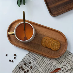 Oval Wood Tray For Serving Food Snacks Drinks Sushi Steak