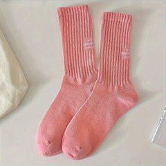 Letter Print Socks Women's Mid Tube Stockings