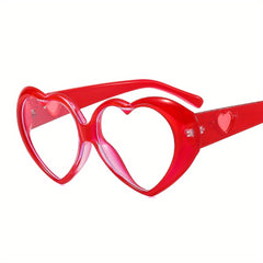 Heart Clear Lens Glasses For Men Women LOVE Theme Block Frame