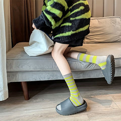 3 Pairs Striped Crew Socks Women's Stockings