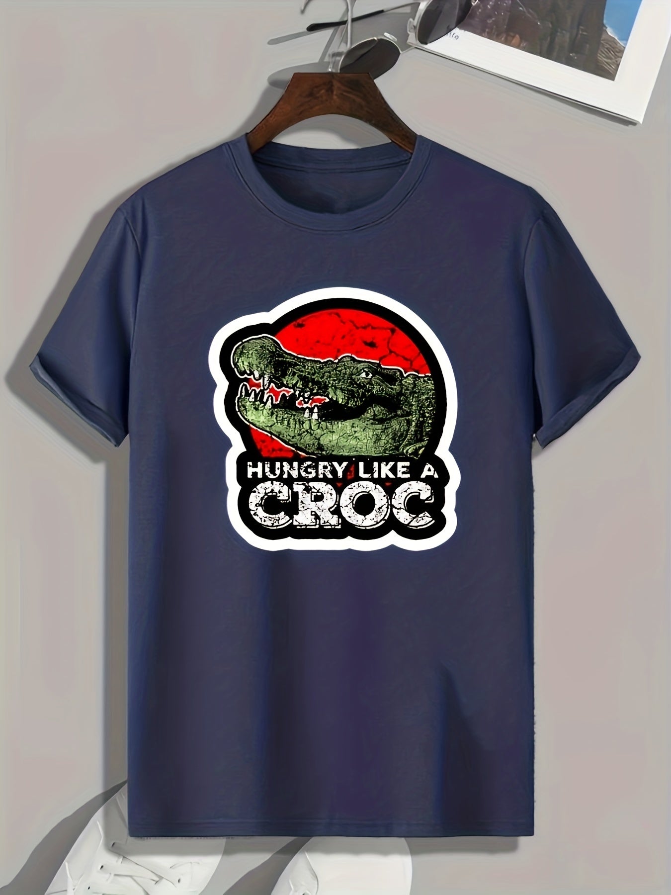 Crocodile Print Men's Graphic T-shirt for Summer