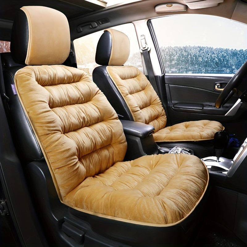 Winter Thick Plush Car Seat Cushion - Strap Backrest Seat Cush