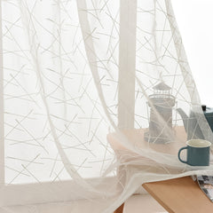 1pc Cross Embroidery Sheer Curtain for Home Decor