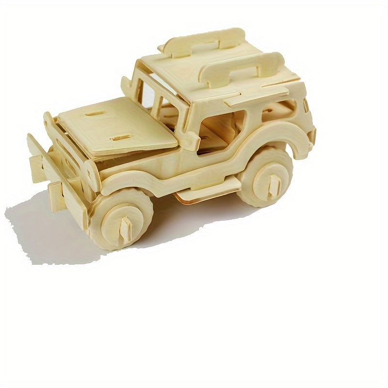 3D Wooden Puzzle Toy Military Tank Vehicle Animals Model Set
