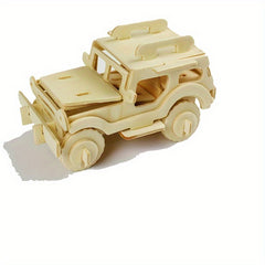 3D Wooden Puzzle Toy Military Tank Vehicle Animals Model Set