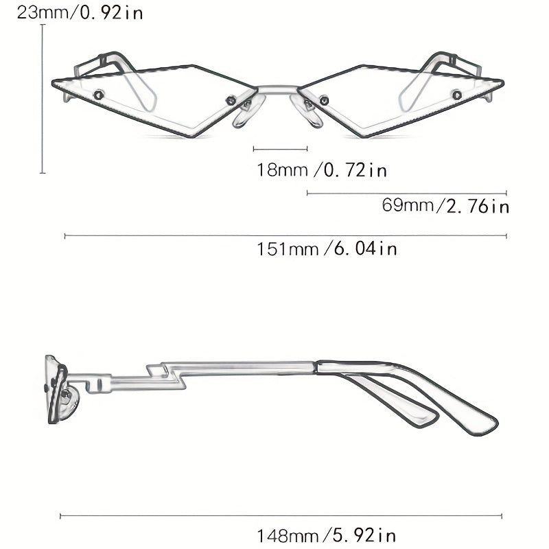 Y2K Rhombus Rimless Sunglasses UV400 Sun Shades