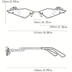 Y2K Rhombus Rimless Sunglasses UV400 Sun Shades