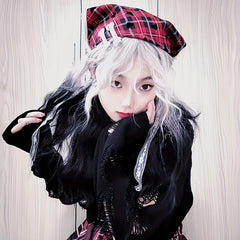 Vintage Lace Up Triangle Scarf Plaid Pattern British Style Headband
