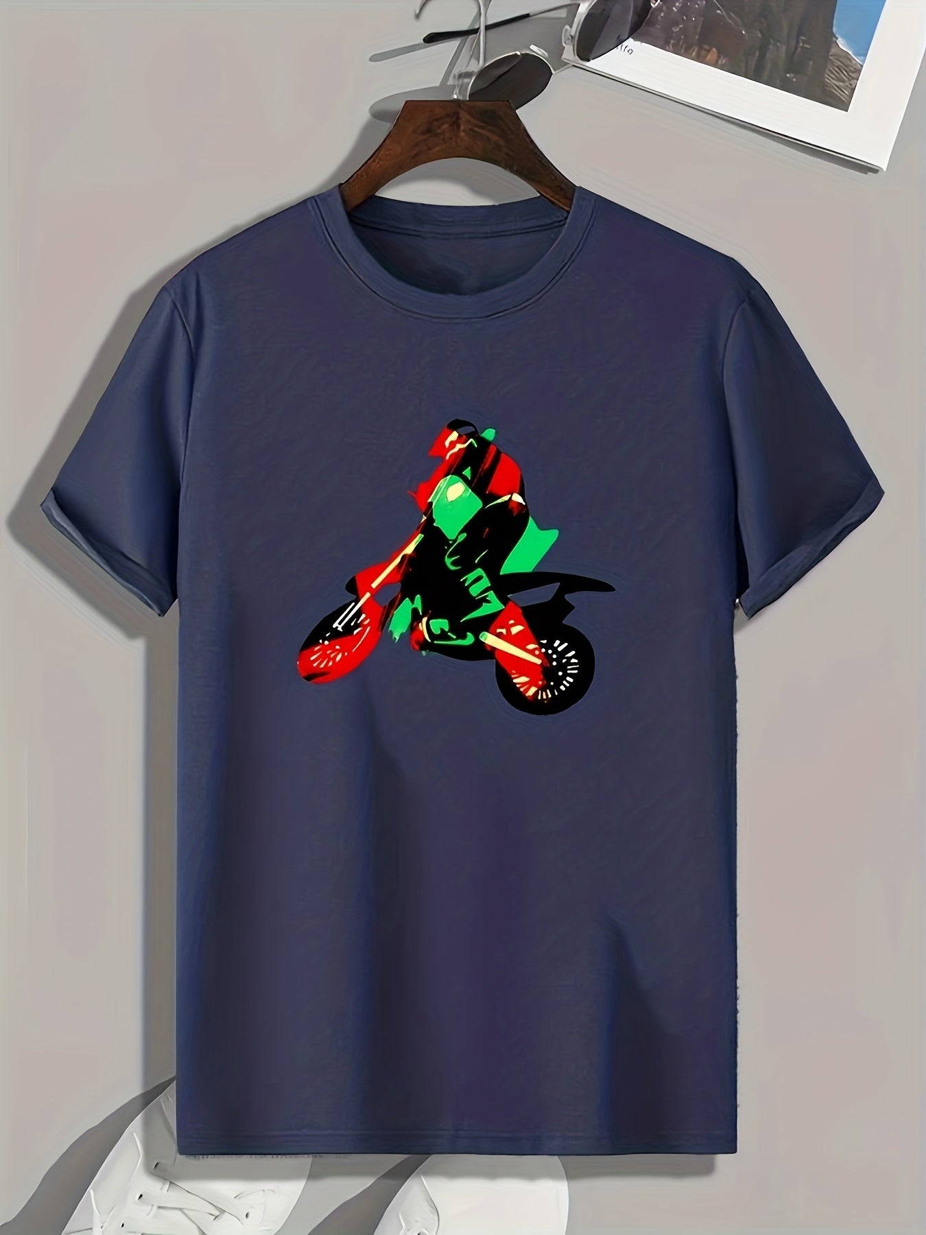 Biker Pattern Print Men's Sports T-Shirt