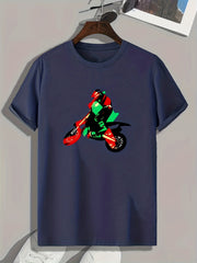 Biker Pattern Print Men's Sports T-Shirt