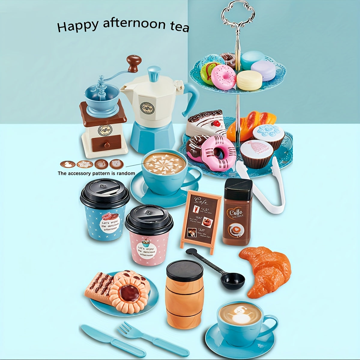 Kids Afternoon Tea Party Playset with Coffee Maker, Cakes & More