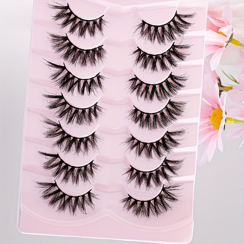 7 Pairs 5D Fishtail False Eyelashes Fluffy Wispy Makeup Extension 15mm