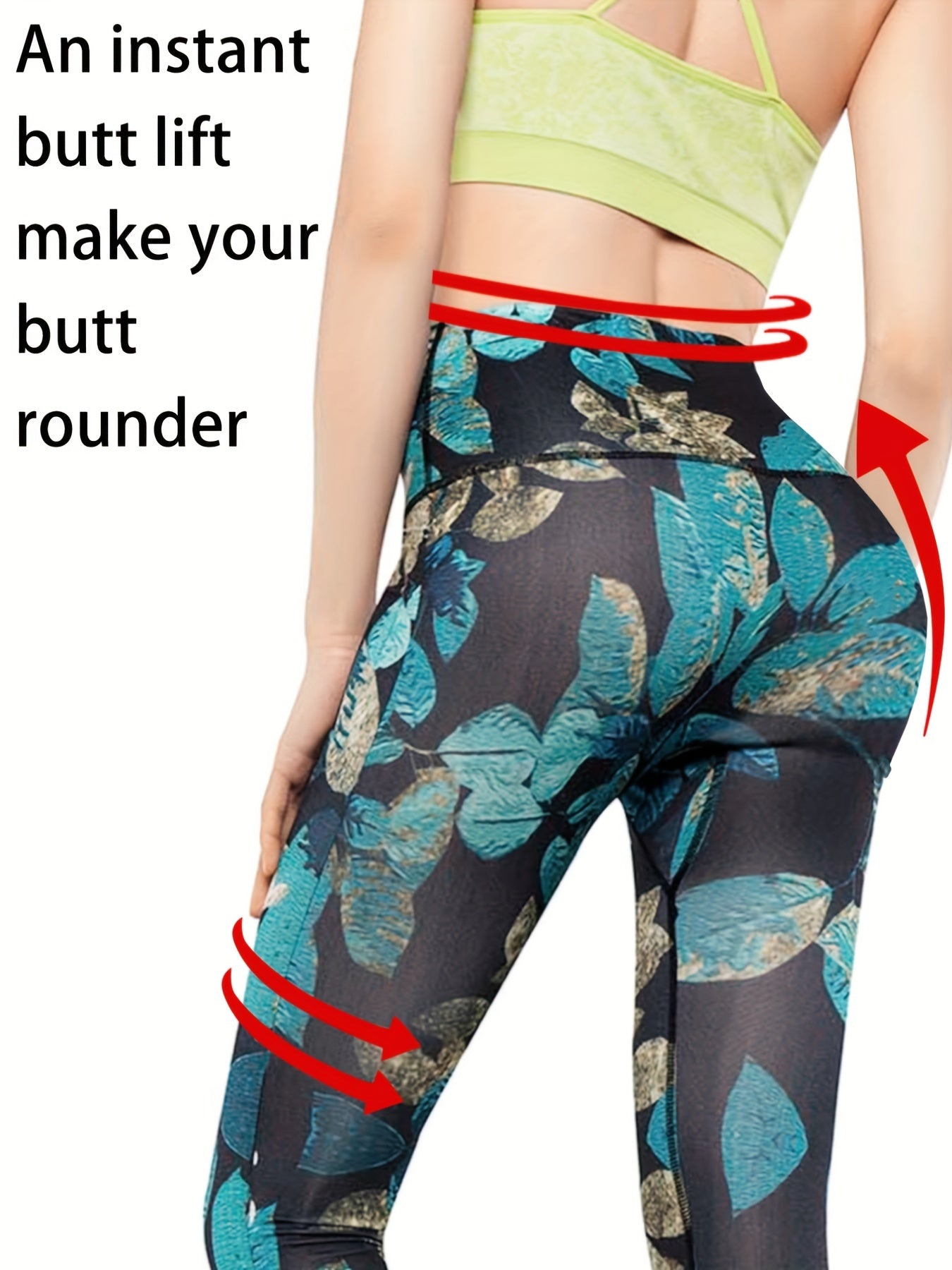 Leaf Printed Yoga Leggings for Women