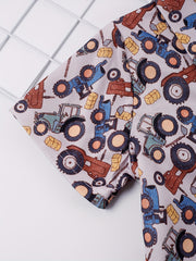 Boys Tractor Short Sleeves Button Down Shirt Tops Casual