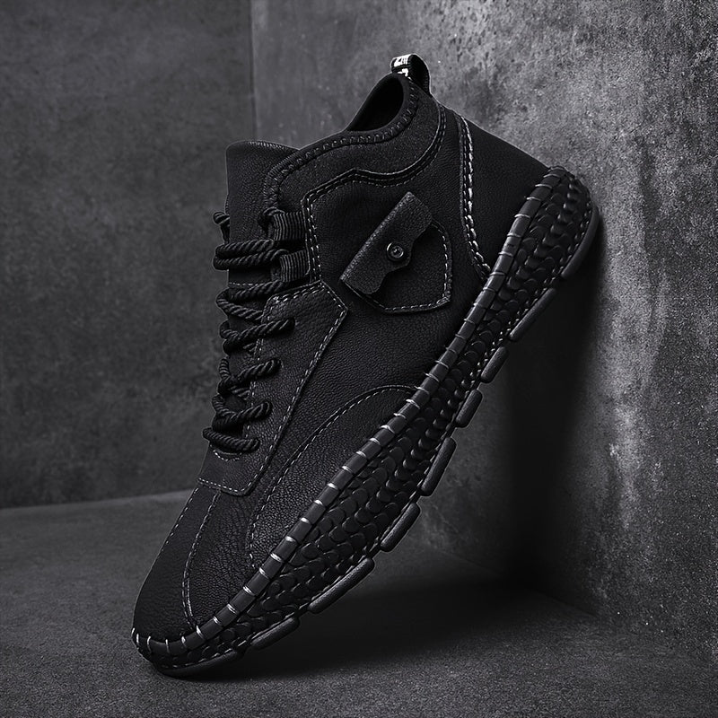 Men Stitch Pointed Leather Boots Formal Dress Shoes For Party Office Wedding