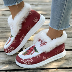 Snowflake Print Plush Lined Thermal Furry Snow Boots