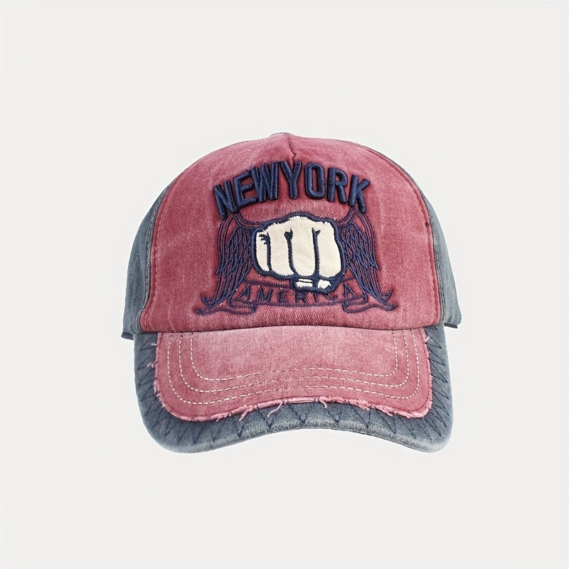 Washed Cotton Fist Embroidered Peaked Cap Sunshade Baseball Cap