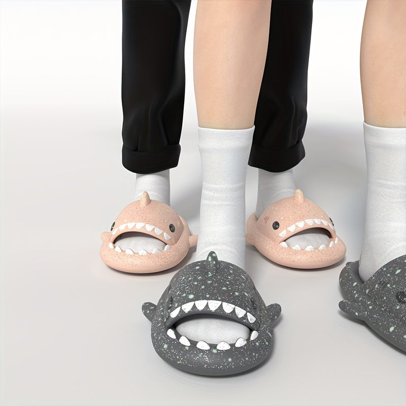 Cartoon Shark Luminous Slippers Girls Non Slip Lightweight Open Toe Slippers
