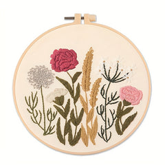 Embroidery Starter Kit For Adults - DIY Flowers Grass Pattern