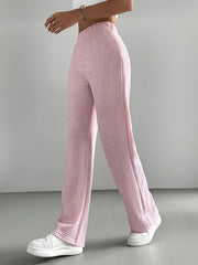 Plaid Straight Leg Pants High Waist Loose Fit
