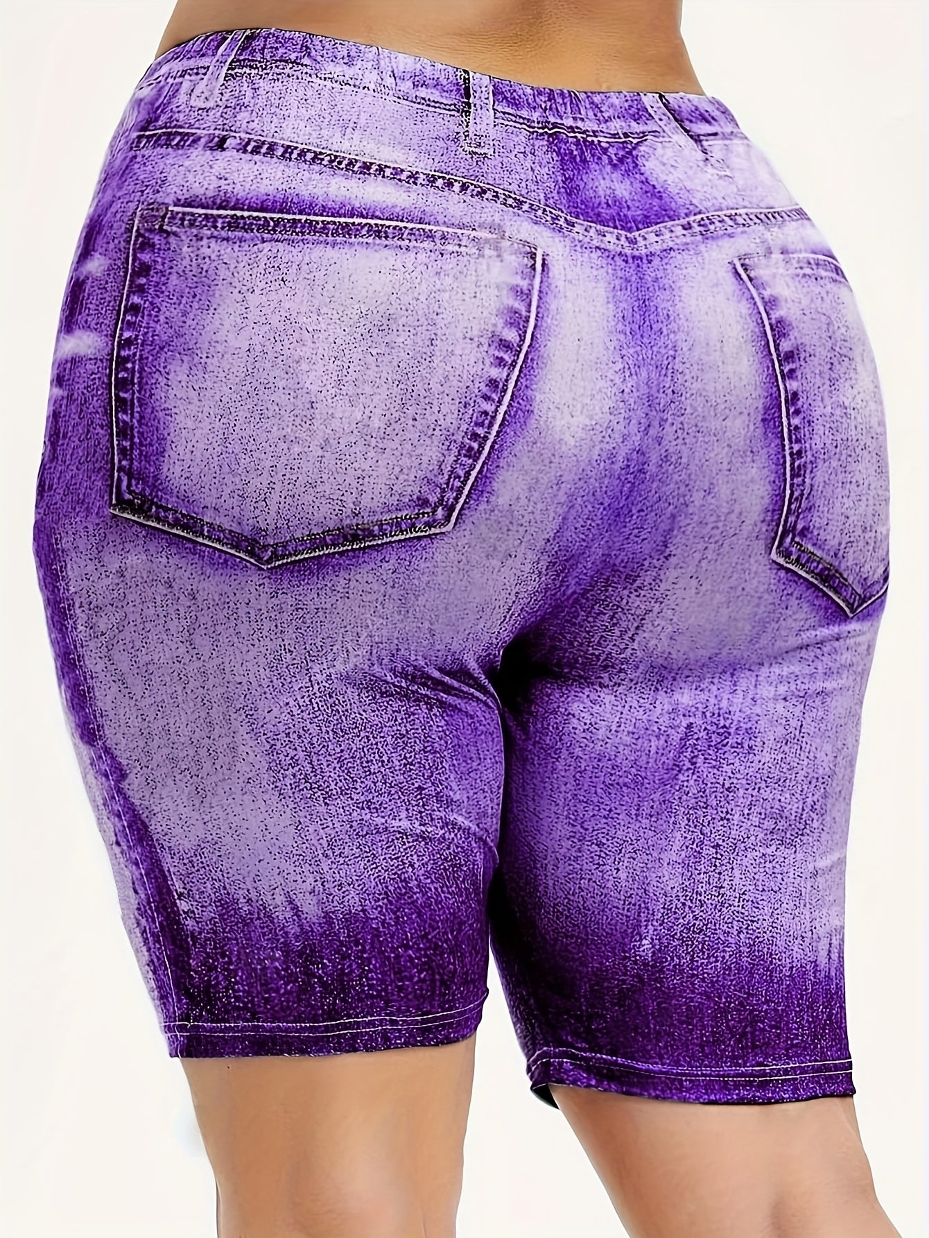 Gradient Denim Yoga Sports Shorts For Women